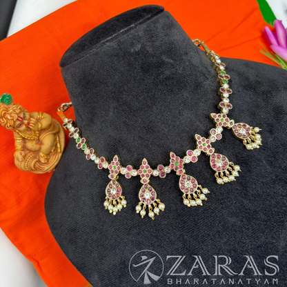 Bharatanatyam Dance Premium Jewellery - Thilagam & Fl Necklace PG Kemp Beads
