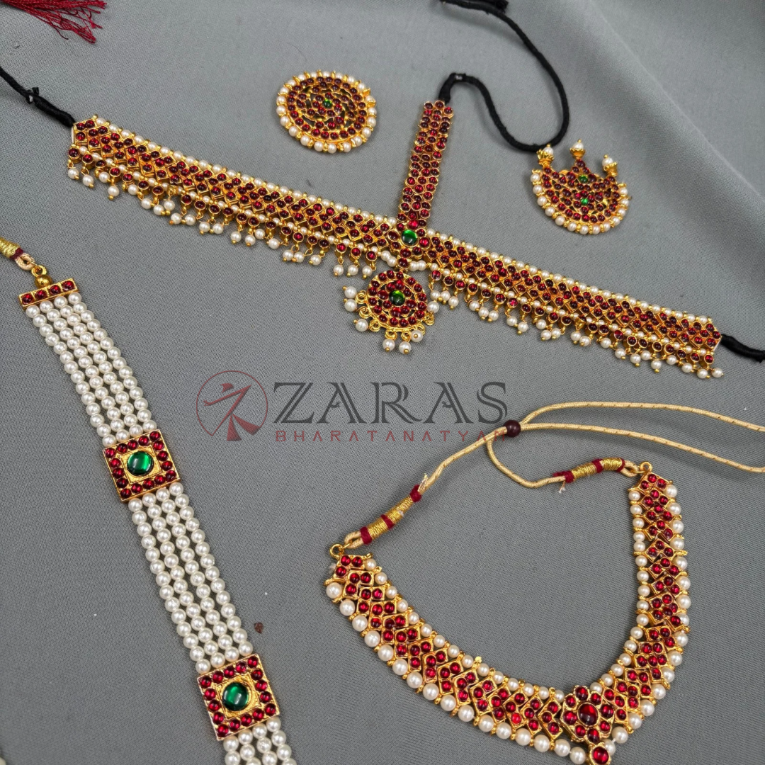 Bharatanatyam Dance Jewellery - V & Leaf Full Set RG Kemp CG