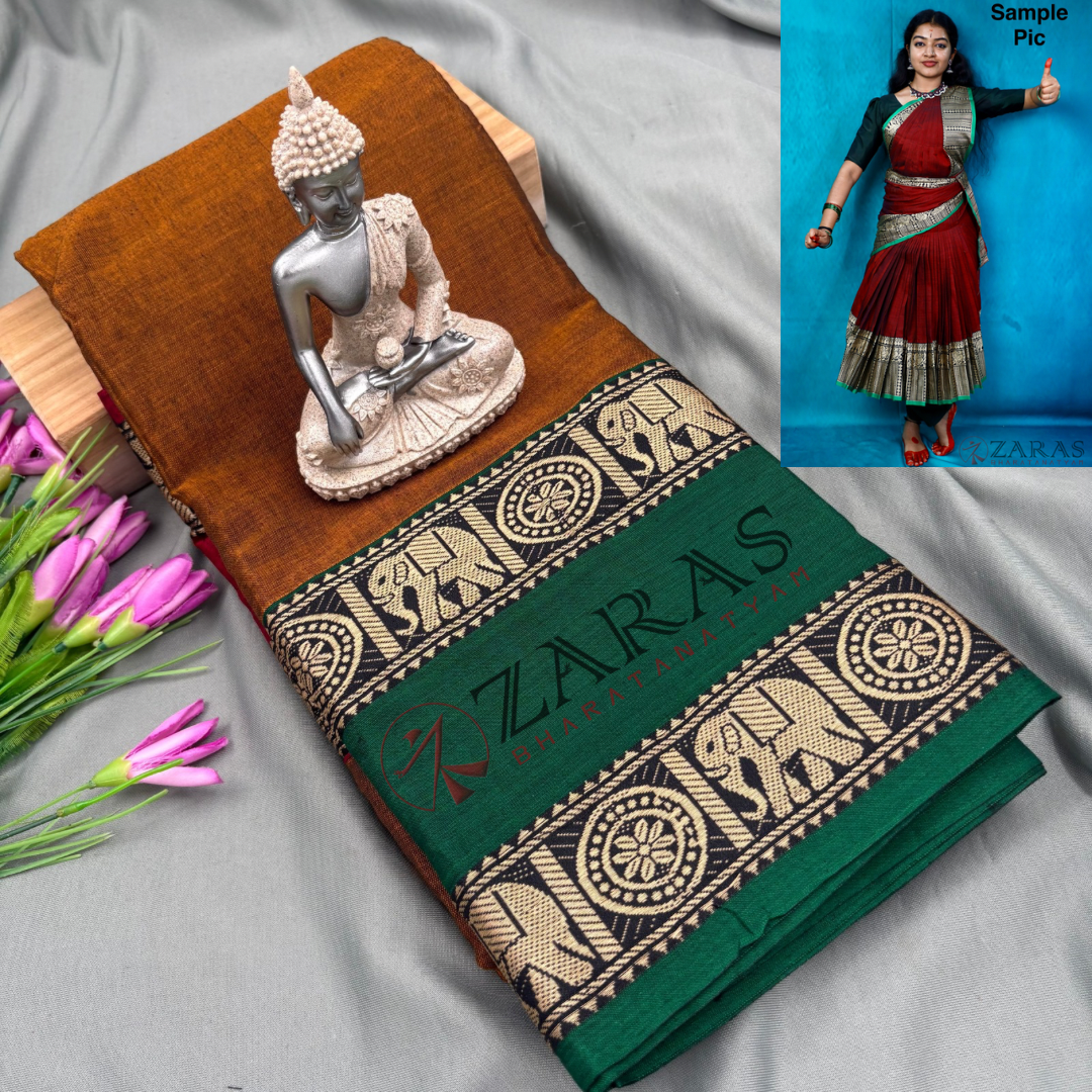 Ready-to-wear Dance Practice Sarees – Pre-Stitched (Set of 3 Pcs – Skirt, Pallu & Side Fan without Blouse) D Elephant
