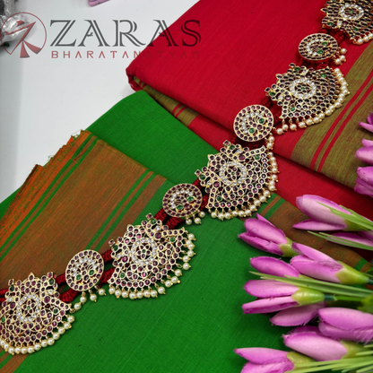 Bharatanatyam Dance Premium Jewellery - SM Padak & Peacock PG Kemp CS Hip Belt (Ottiyanam)
