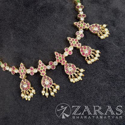 Bharatanatyam Dance Premium Jewellery - Thilagam & Fl Necklace PG Kemp Beads