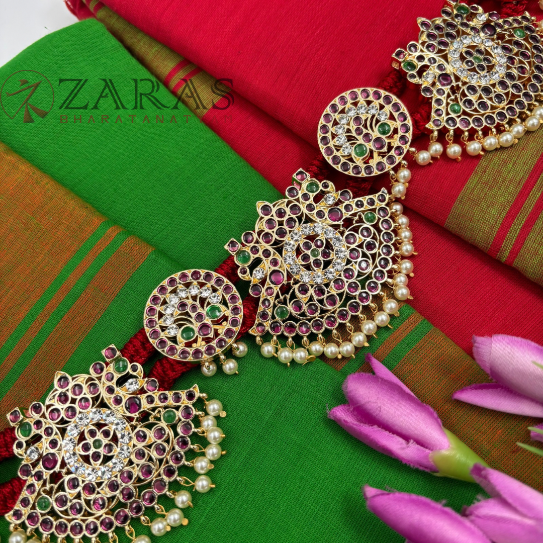 Bharatanatyam Dance Premium Jewellery - SM Padak & Peacock PG Kemp CS Hip Belt (Ottiyanam)