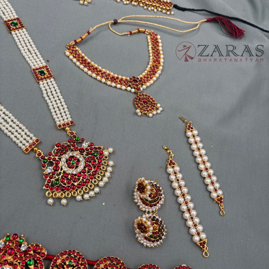 Bharatanatyam Dance Jewellery - V & Leaf Full Set RG Kemp CG