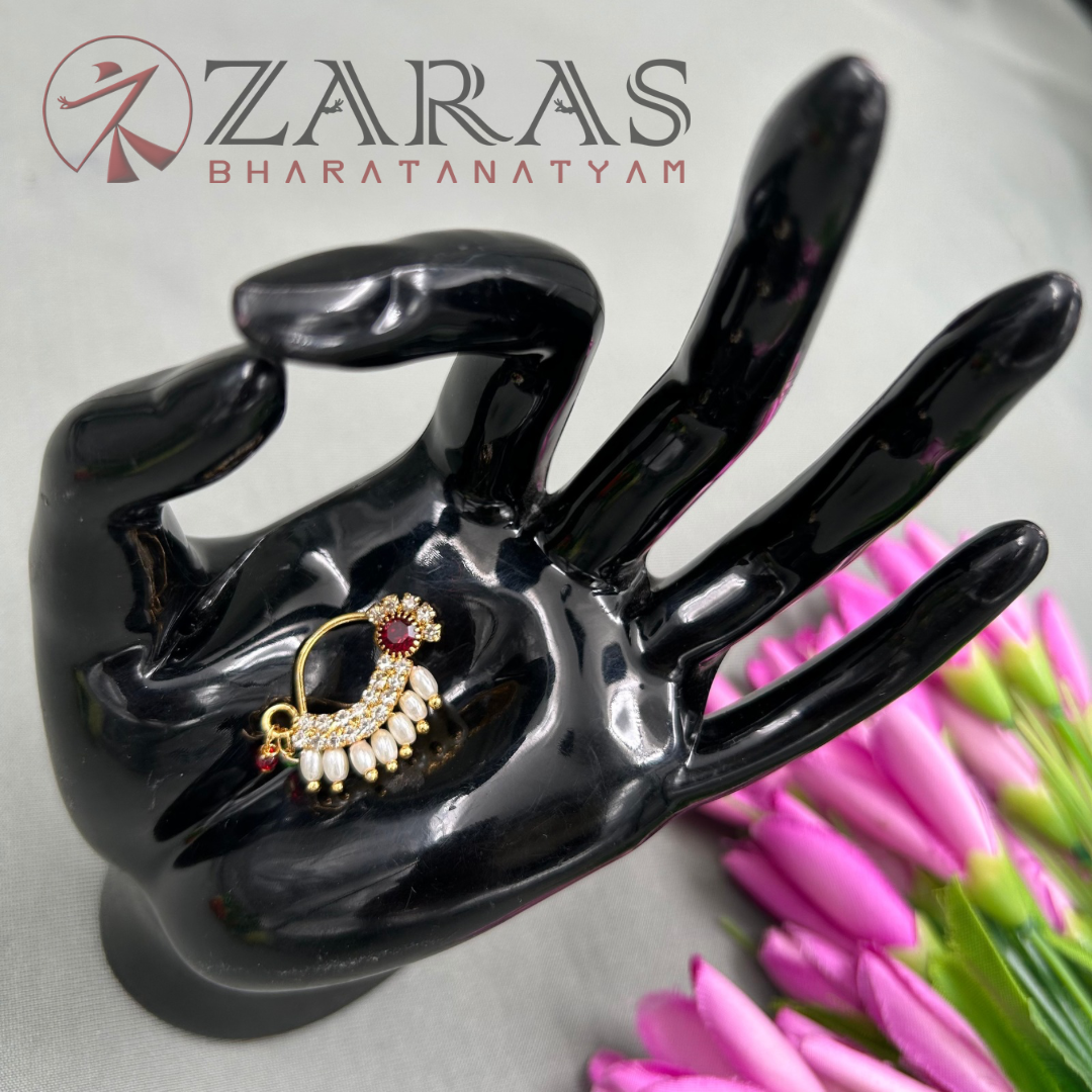 Bharatanatyam Dance Jewellery - Manga Nathu Multi Stone (Left Side)