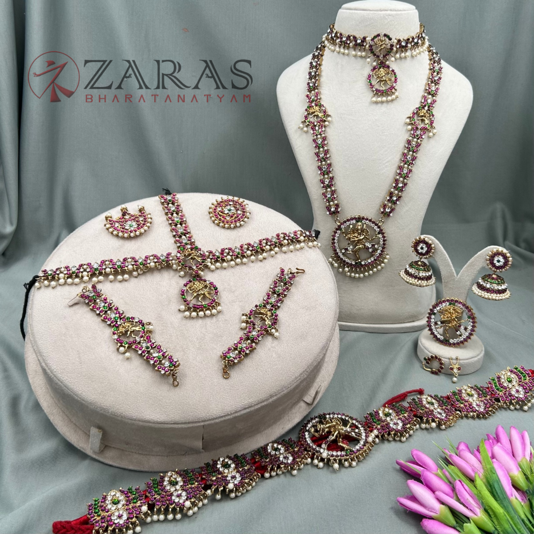 Bharatanatyam Dance Jewellery Alankara Full set - Lotus & Nadaraj Design PG Kemp CS