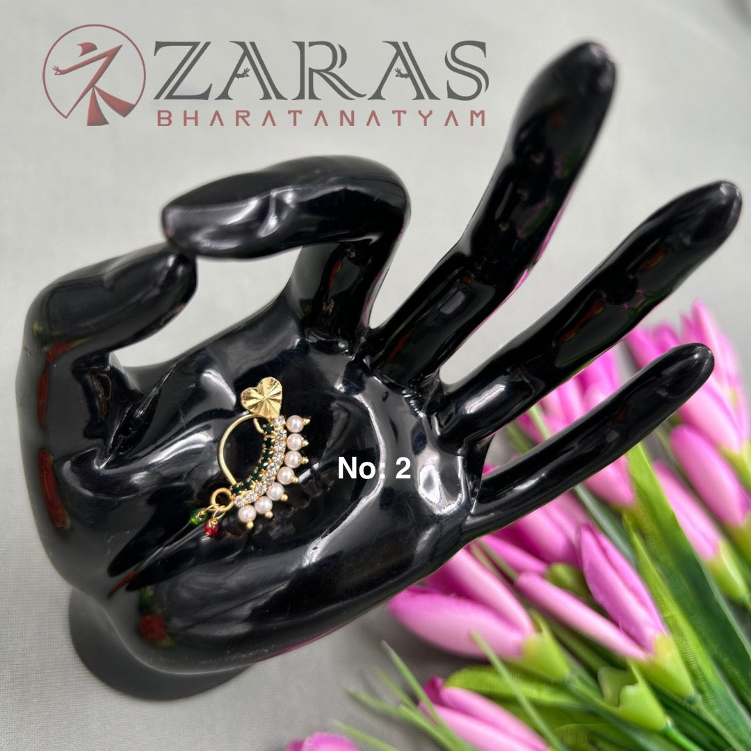 Bharatanatyam Dance Jewellery - Manga Nathu Multi Stone (Left Side)