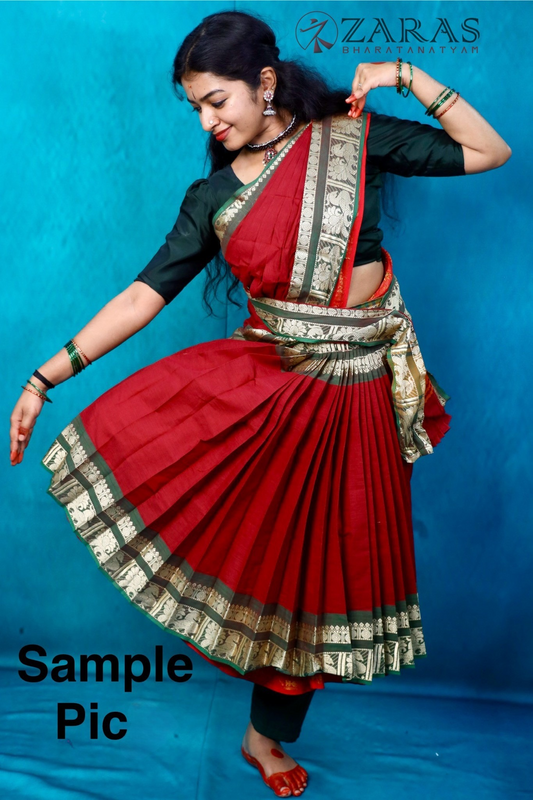 Ready-to-Wear Dance Practice Sarees – Single Piece (Without Blouse & Pant) Big Peacock Border
