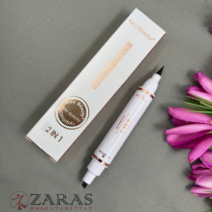 Bharatanatyam Dance Makeup Products - Black Eyeliner & Eyebrow Pen 2 IN 1 (Kiss Beauty)