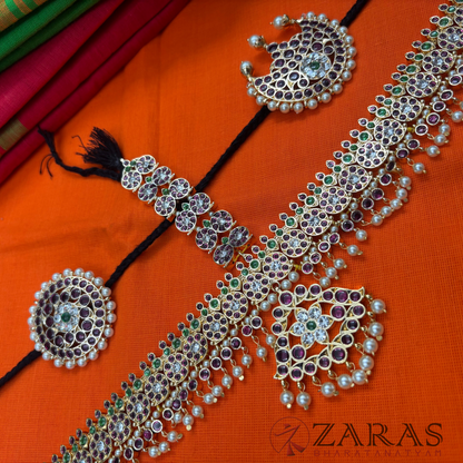 Bharatanatyam Dance Premium Jewellery - Headset Manga & Leaf PG Kemp Beads CS