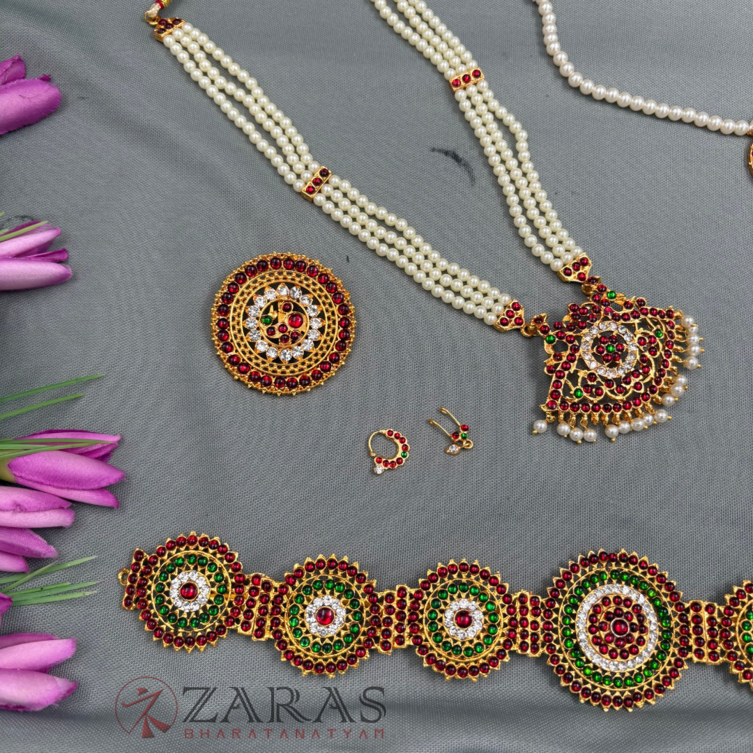 Bharatanatyam Dance Jewellery - Beads Full Set RG Kemp (Kids Set)