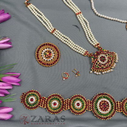 Bharatanatyam Dance Jewellery - Beads Full Set RG Kemp (Kids Set)