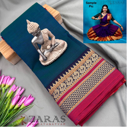 Ready-to-wear Dance Practice Sarees – Pre-Stitched (Set of 3 Pcs – Skirt, Pallu & Side Fan without Blouse) Peacock