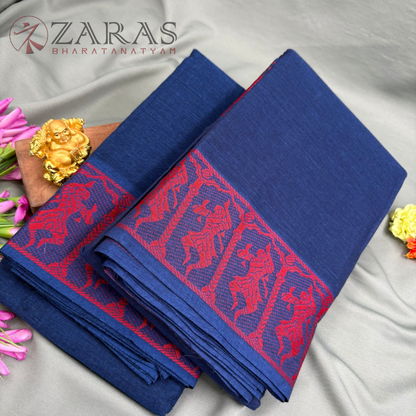 Bharatanatyam Dance Practice Saree - D Blue with Red Doll Border