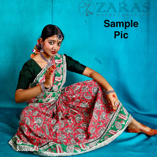 Ready-to-Wear Dance Practice Sarees – Single Piece (Without Blouse & Pant) Kalamkari Border