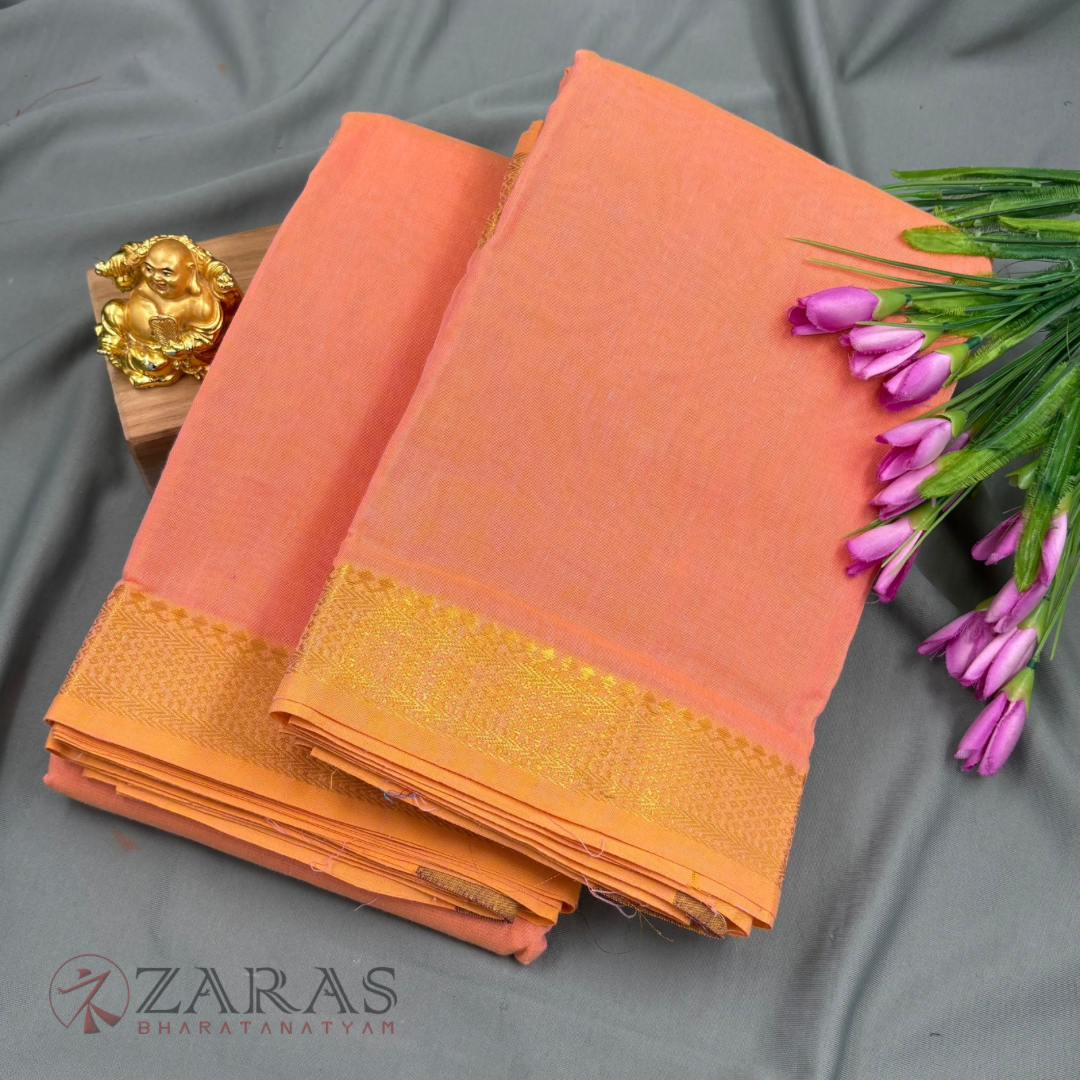 Bharatanatyam Dance Practice Saree - Sandal with Gold Diamond Border