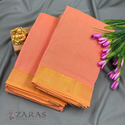 Bharatanatyam Dance Practice Saree - Sandal with Gold Diamond Border