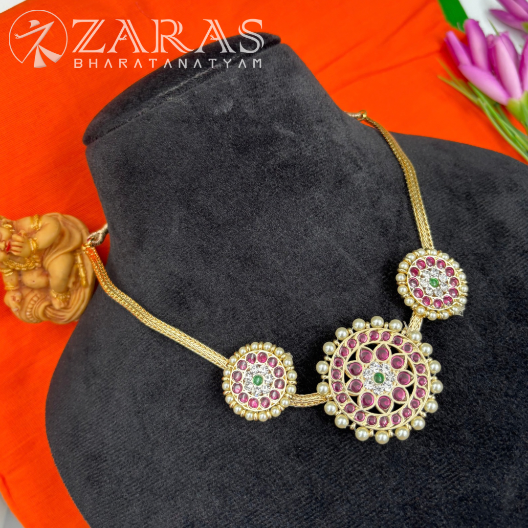 Bharatanatyam Dance Premium Jewellery - Sun Round Necklace PG Kemp Beads