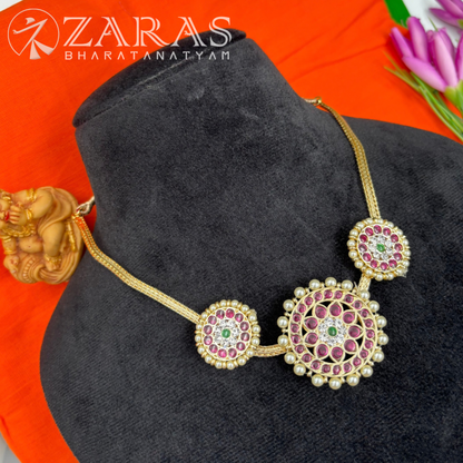Bharatanatyam Dance Premium Jewellery - Sun Round Necklace PG Kemp Beads