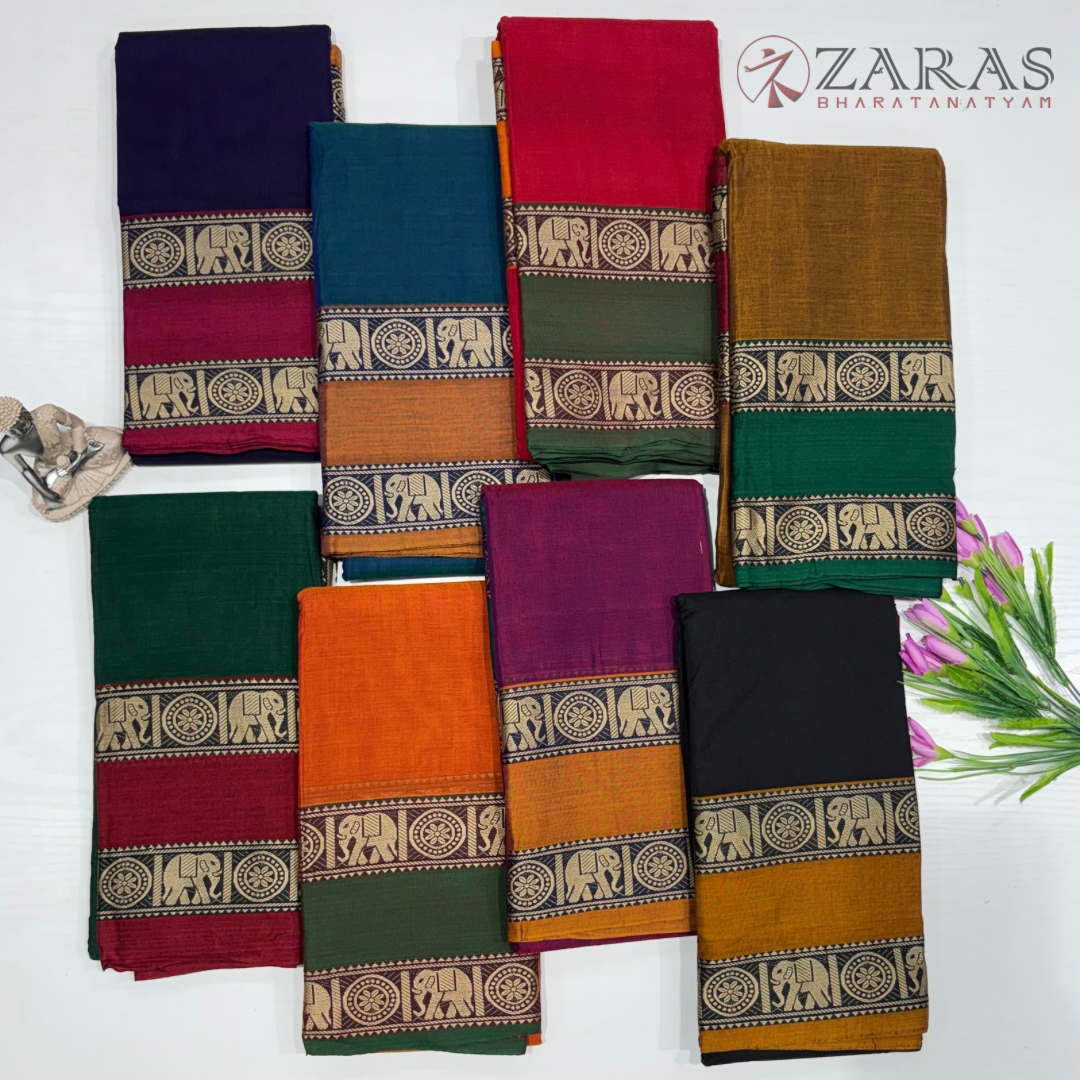 Ready-to-wear Dance Practice Sarees – Pre-Stitched (Set of 3 Pcs – Skirt, Pallu & Side Fan without Blouse) D Elephant