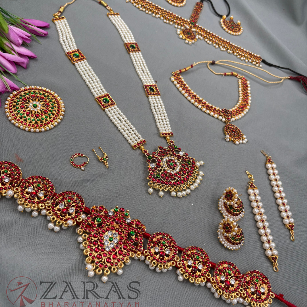 Bharatanatyam Dance Jewellery - V & Leaf Full Set RG Kemp CG