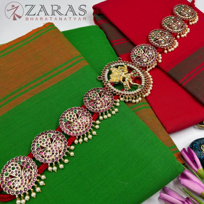 Bharatanatyam Dance Premium Jewellery - Snake & Nataraj PG Kemp CS Hip Belt (Ottiyanam)