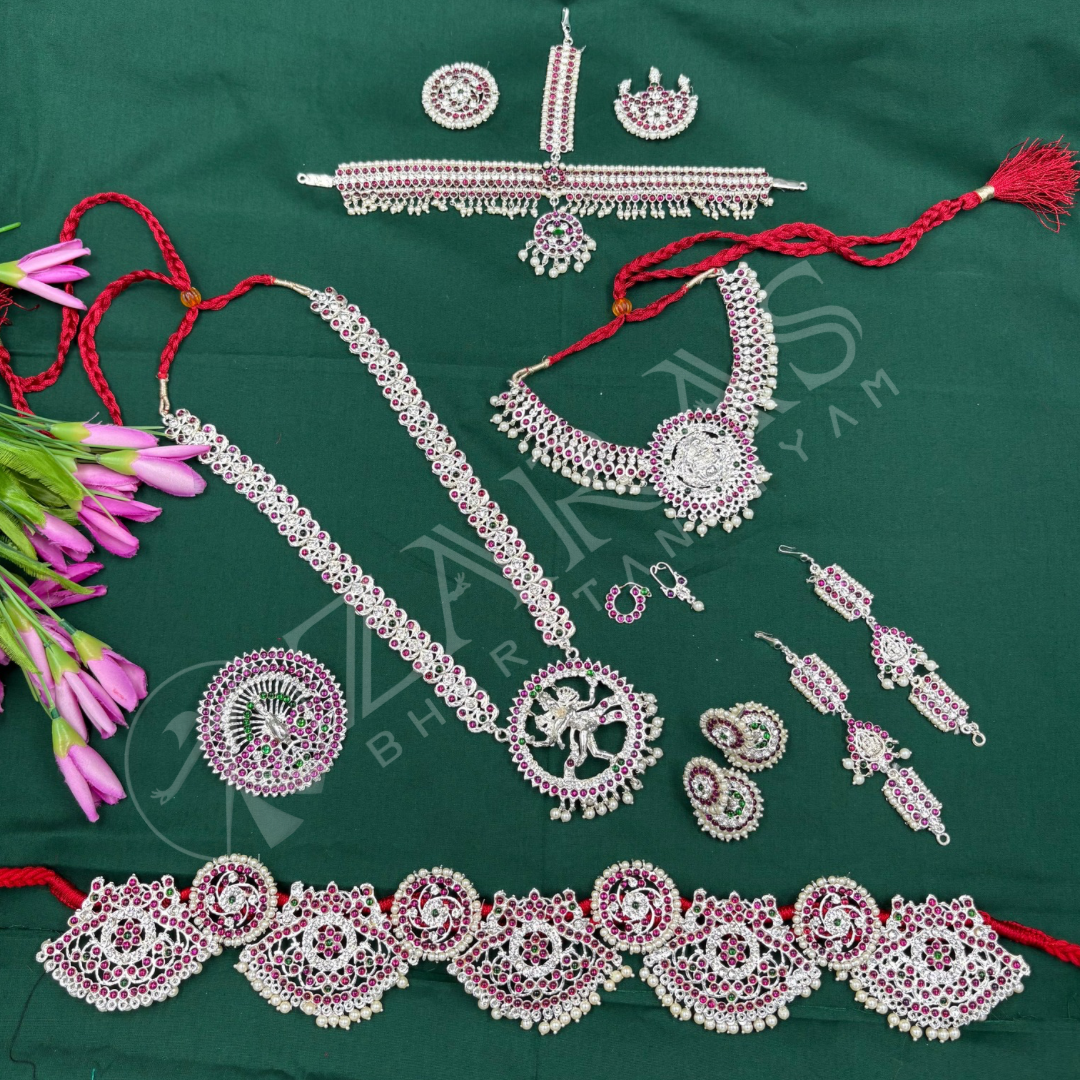 Bharatanatyam Dance Silver Jewellery - Full Set Nadaraj & Padak Sow PG Kemp CS