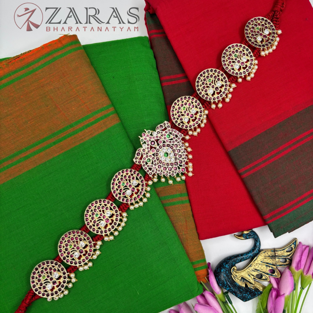 Bharatanatyam Dance Premium Jewellery - Leaf & Peacock PG Kemp CS Hip Belt (Ottiyanam)