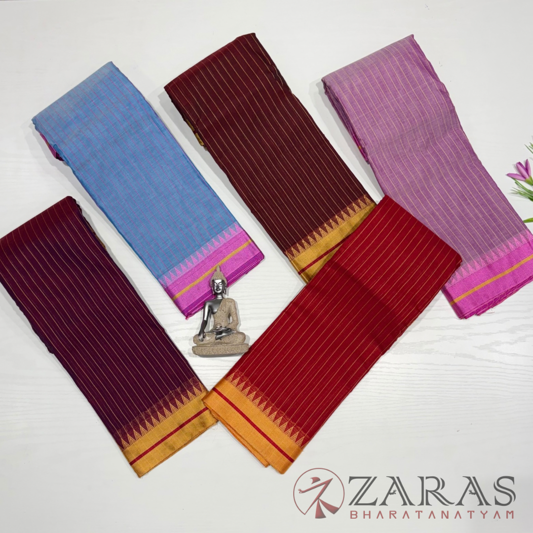 Ready-to-wear Dance Practice Sarees – Pre-Stitched (Set of 3 Pcs – Skirt, Pallu & Side Fan without Blouse) Temple