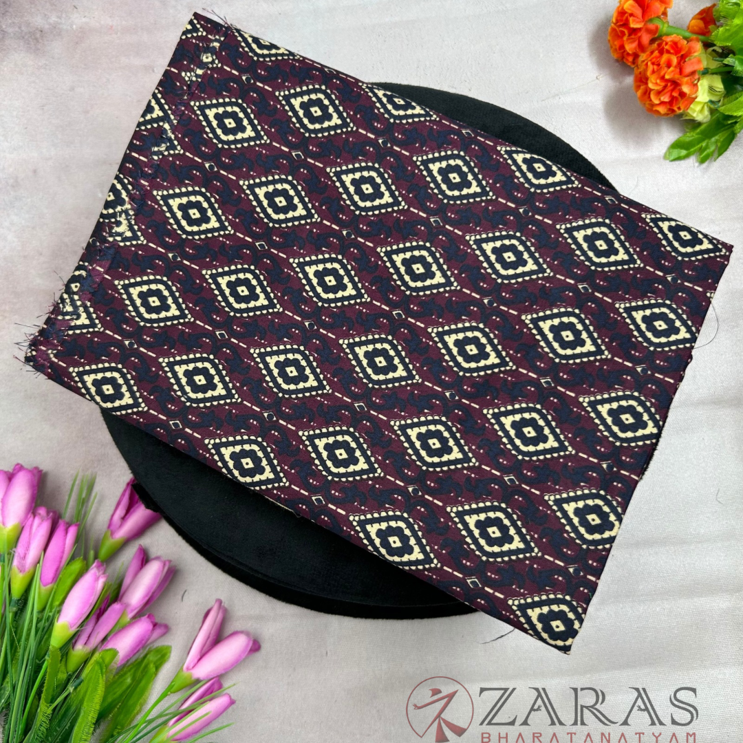 Bharatanatyam Dance Blouse Material (Cotton) - Bandini & Kalamkari Printed (0.95 Meter)