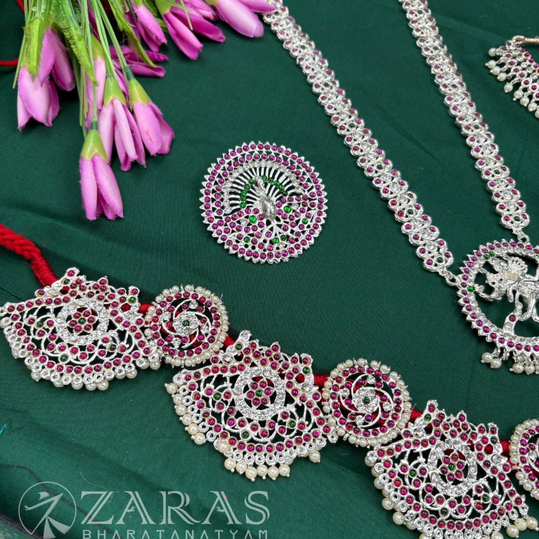 Bharatanatyam Dance Silver Jewellery - Full Set Nadaraj & Padak Sow PG Kemp CS