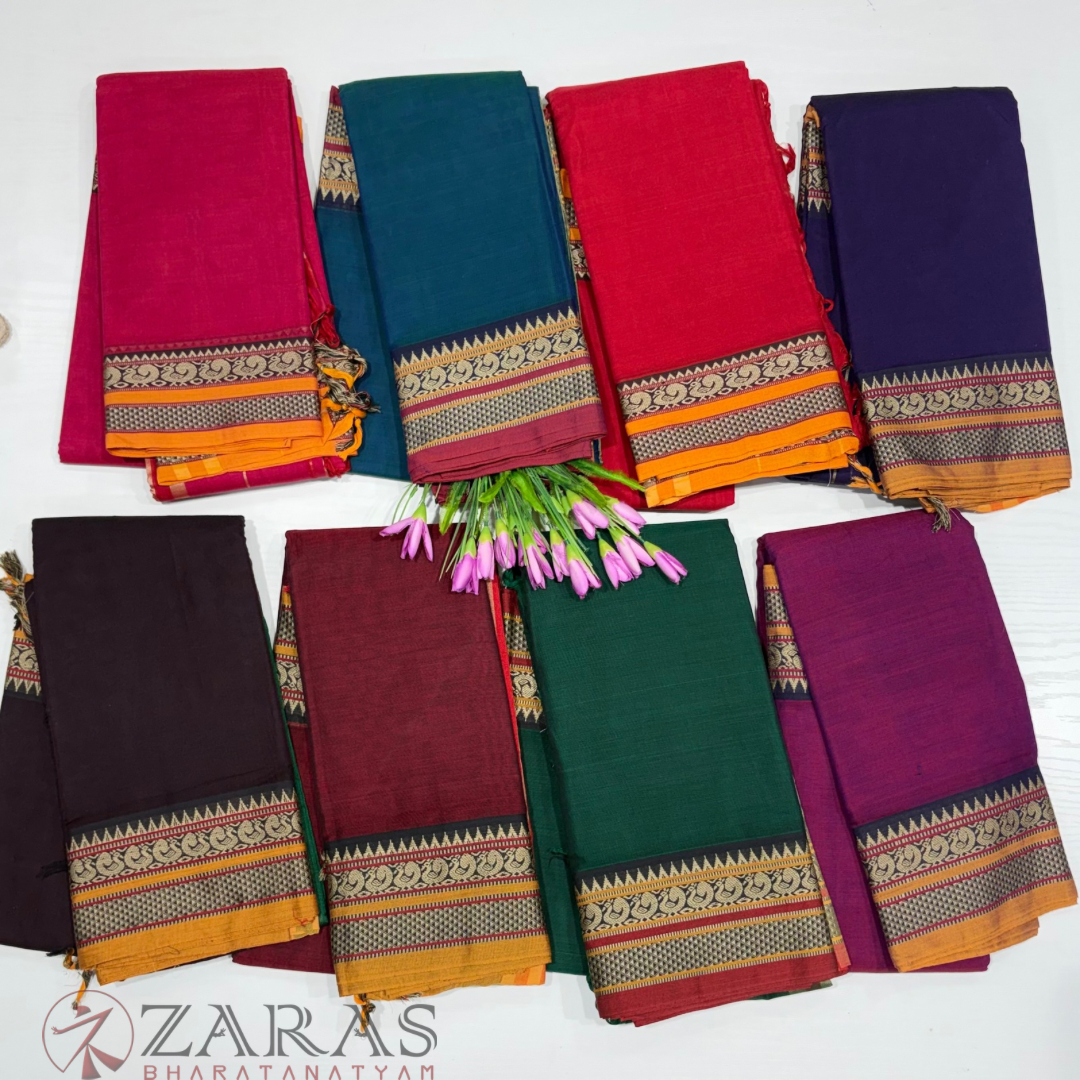 Ready-to-wear Dance Practice Sarees – Pre-Stitched (Set of 3 Pcs – Skirt, Pallu & Side Fan without Blouse) Peacock
