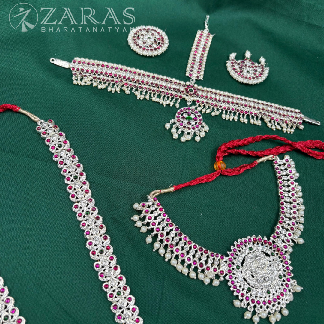 Bharatanatyam Dance Silver Jewellery - Full Set Nadaraj & Padak Sow PG Kemp CS