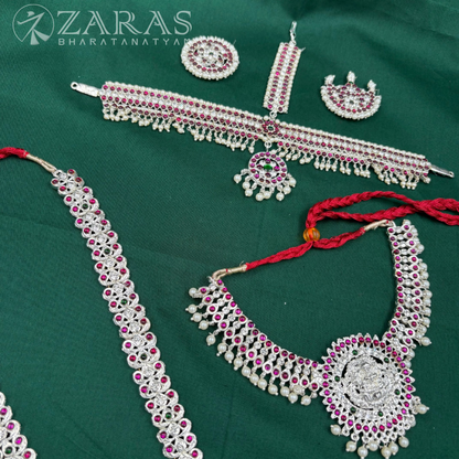 Bharatanatyam Dance Silver Jewellery - Full Set Nadaraj & Padak Sow PG Kemp CS