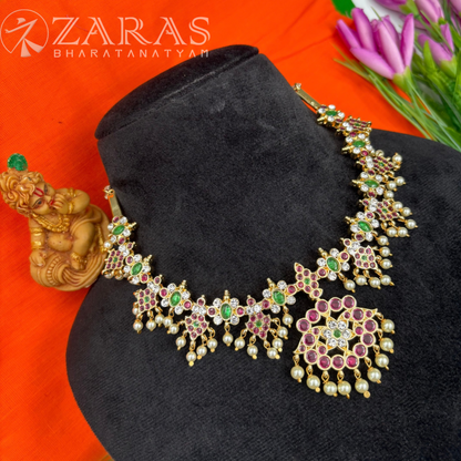 Bharatanatyam Dance Premium Jewellery - Leaf & Flower Necklace PG Kemp Beads