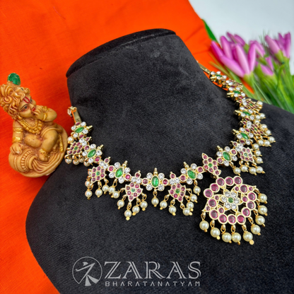Bharatanatyam Dance Premium Jewellery - Leaf & Flower Necklace PG Kemp Beads