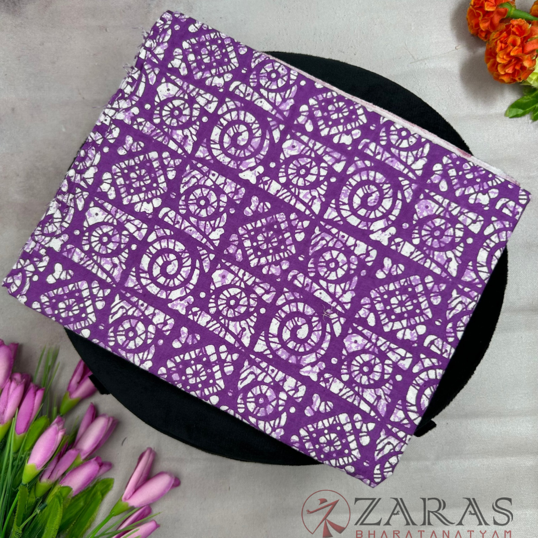 Bharatanatyam Dance Blouse Material (Cotton) - Bandini & Kalamkari Printed (0.95 Meter)