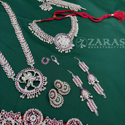 Bharatanatyam Dance Silver Jewellery - Full Set Nadaraj & Padak Sow PG Kemp CS