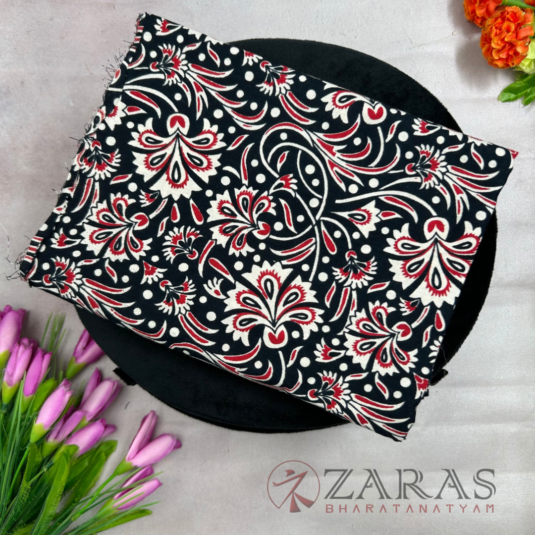 Bharatanatyam Dance Blouse Material (Cotton) - Bandini & Kalamkari Printed (0.95 Meter)