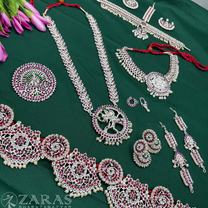 Bharatanatyam Dance Silver Jewellery - Full Set Nadaraj & Padak Sow PG Kemp CS