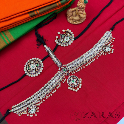Bharatanatyam Dance Premium Jewellery - Headset Sow Leaf PG Kemp Beads CS
