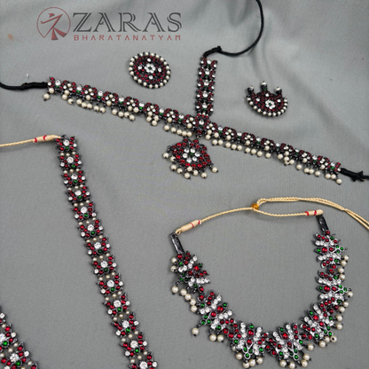 Bharatanatyam Dance Jewellery Black - Lotus Full Set Kemp RGSl