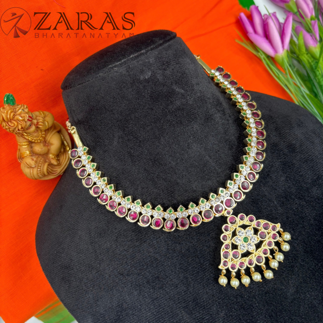 Bharatanatyam Dance Premium Jewellery - S Manga Necklace PG Kemp Beads