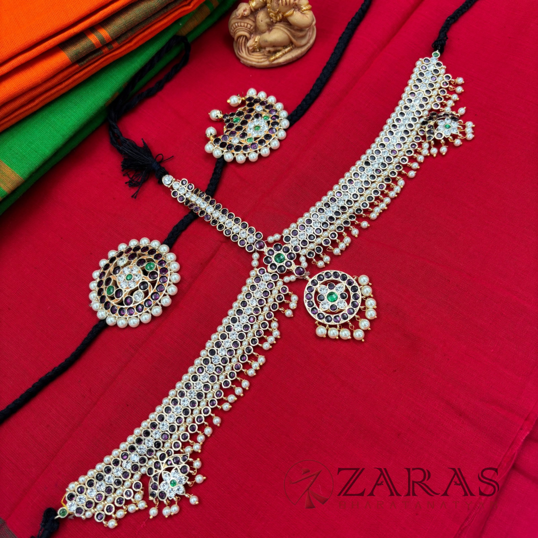 Bharatanatyam Dance Premium Jewellery - Headset Sow Leaf PG Kemp Beads CS