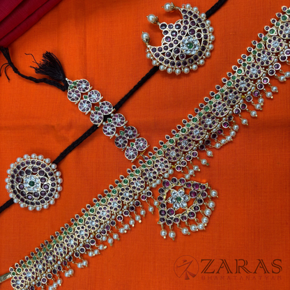 Bharatanatyam Dance Premium Jewellery - Headset Manga & Leaf PG Kemp Beads CS