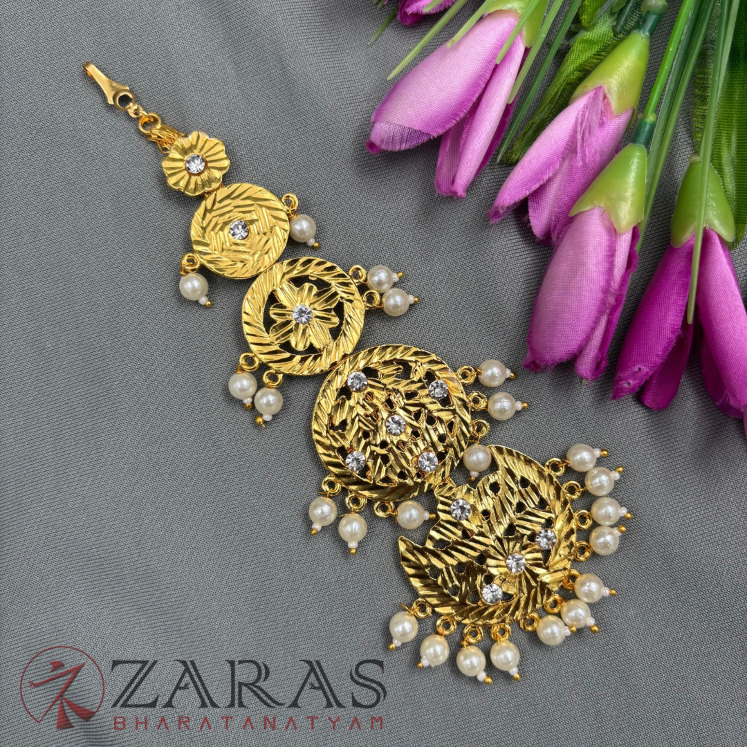 Bharatanatyam Dance Jewellery - Sun & Moon Gold Netti Chutti
