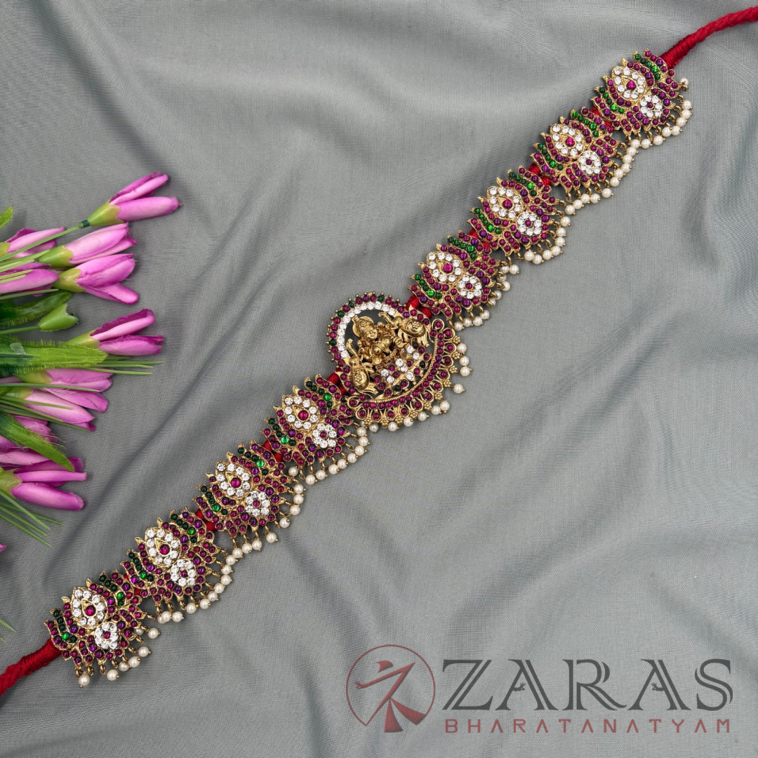 Bharatanatyam Dance Alankara Jewellery - Lakshmi & Lotus PG Kemp CS Hip Belt (Ottiyanam)