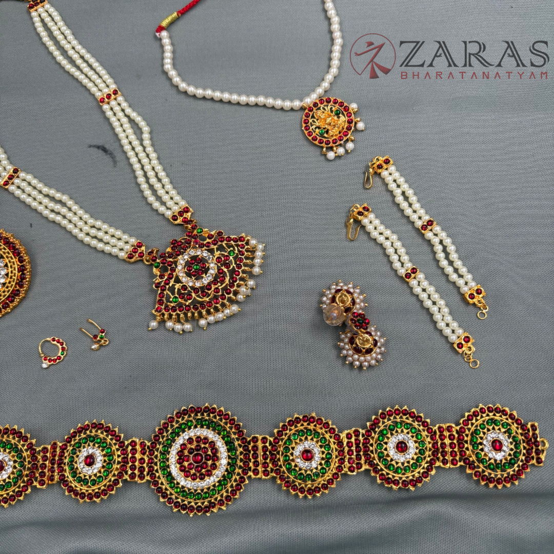 Bharatanatyam Dance Jewellery - Beads Full Set RG Kemp (Kids Set)