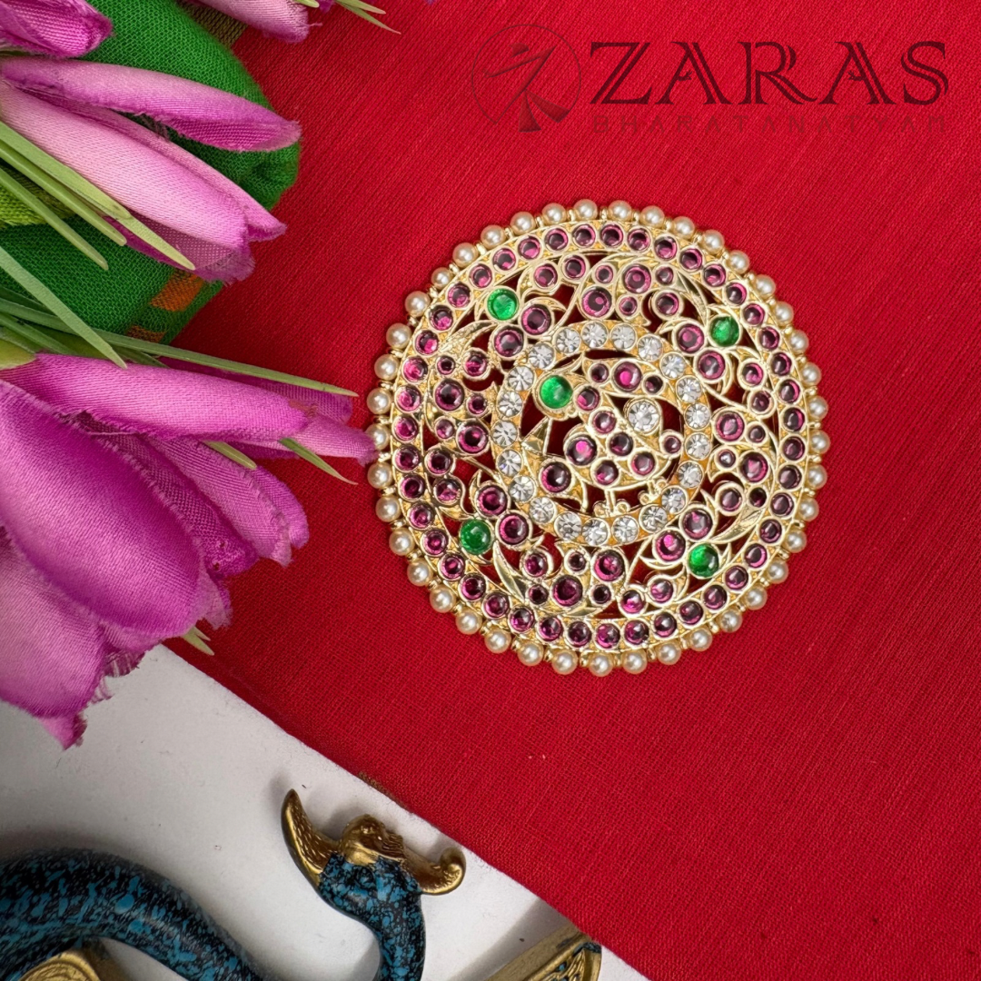 Bharatanatyam Dance Premium Jewellery - Rakodi Flower & Peacock PG Kemp Beads