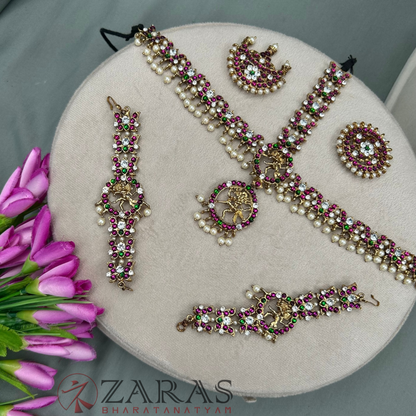 Bharatanatyam Dance Jewellery Alankara Full set - Lotus & Nadaraj Design PG Kemp CS