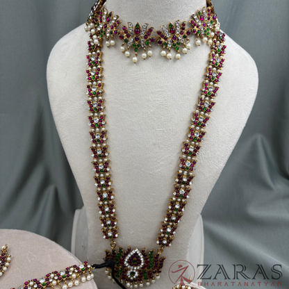 Bharatanatyam Dance Jewellery Alankara Full set - Lotus Design PG Kemp CS